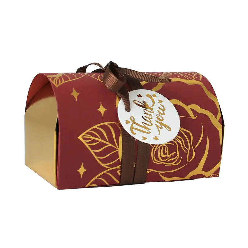 छोटे मिनी शादी पैकेजिंग उपहार कागज बॉक्स के लिए मुद्रित उपहार मीठा शैम्पेन सोने की शादी एहसान बक्से कैंडी