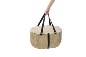 Handwoven Picnic <b>basket</b> with insulated compartment Stylish Sustainable Eco-Friendly Natural Material - Product Image 2