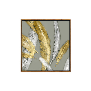 Impression d'art abstrait minimaliste moderne avec plumes, <span class=keywords><strong>aquarelle</strong></span> sur toile, 60x60cm, décoration murale intérieure - Product Image 1