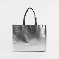 Sac de transport réutilisable LILALILA en tissu non tissé or et argent, réfléchissant, en PP, avec poignées ouvertes