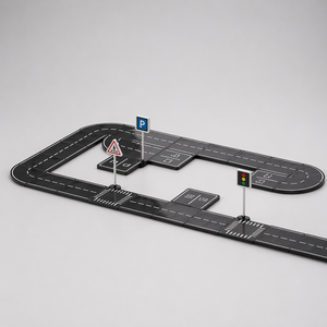 Ensemble de tuiles magnétiques pour la construction de routes, <span class=keywords><strong>jouet</strong></span> éducatif STEM pour enfants, blocs de construction magnétiques, circuit de circulation urbaine, <span class=keywords><strong>jouet</strong></span> magnétique de route pour voitures pour tout-petits - Product Image 1