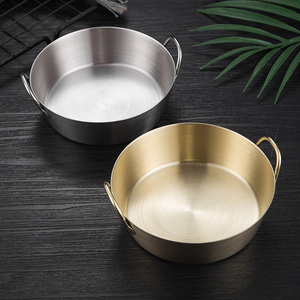 Olla de Acero Inoxidable 201 de Estilo Coreano, con Doble Asa, Antiadherente, Diseño Moderno, para Salsas, Sopas, Caldos, Arroz y Vino, Color Plateado, Uso Comercial - Product Image 5