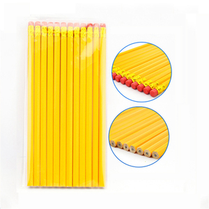 Bajo MOQ personalizado barato amarillo número <span class=keywords><strong>2</strong></span> lápices con borrador HB 2B 2H Hexagonal de madera a granel 7,5 ''<span class=keywords><strong>2</strong></span> # lápices de madera para escuela y oficina - Product Image 1