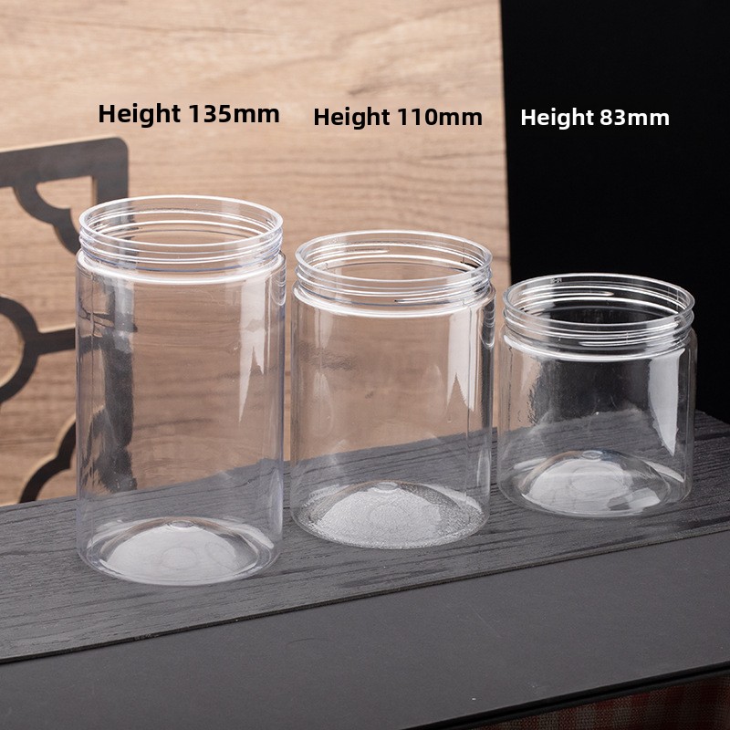 In Stock Wholesale PET Clear Plastic Jar Wide Mouth Bottle for Candy Food Scented Tea Pop Jar for Sugar and Jelly