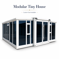 Casa Contenedor Modular Prefabricada Moderna Totalmente Blanca con Estructura de Acero - Casa Pequeña Expandible con Ventanas de Piso a Techo para Uso en Villas y Tiendas