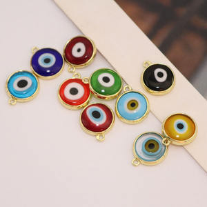 JS1781 placcato in oro multicolore in vetro a lume malvagio occhio di <span class=keywords><strong>Nazar</strong></span> moneta ciondoli ciondoli portafortuna amuleto talismano protettivo portafortuna - Product Image 1