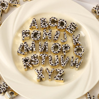 Kit de perles alphabet à gros trous imprimé léopard pour la fabrication de bijoux faits main, idéal pour les enseignants et les porte-clés