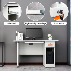 Table d'ordinateur de bureau moderne en acier avec armoire de rangement à trois tiroirs pour l'école ou la maison, en métal durable - Product Image 2