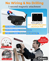 Système de caméra de recul sans fil à énergie solaire avec détection IA BSD, enregistrement DVR 512 Go, affichage partagé 2 écrans, base magnétique, installation facile, gratuit