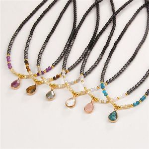 Vente chaude Pierre De Guérison Naturelle Simple Coupe <span class=keywords><strong>Millet</strong></span> Perle Collier Pendentif Réglable Ras Du Cou Bijoux Accessoires Pour Femmes Filles - Product Image 1
