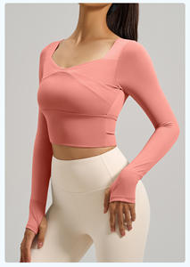 Camiseta Deportiva Ligera para Mujer, Resistente a los Rayos UV, Elástica en 4 Direcciones, Ecológica, Cuello en V, Manga Larga, Sin Costuras, Primavera - Product Image 4