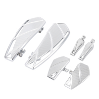 Kit de repose-pieds pour conducteur et passager en aluminium CNC noir/chrome pour Harley Touring Softail Dyna