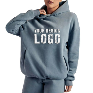 Sweat-shirt pour femme en coton lourd, style décontracté, surdimensionné, vente en gros, OEM, couleur unie, pull ample, sweat-shirt pour femme - Product Image 4