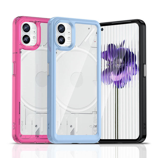 Clear Rugged Back Cover Color Bumper with Electroplating Buttons for Nothing Phone 1 TPU PC Phone Case