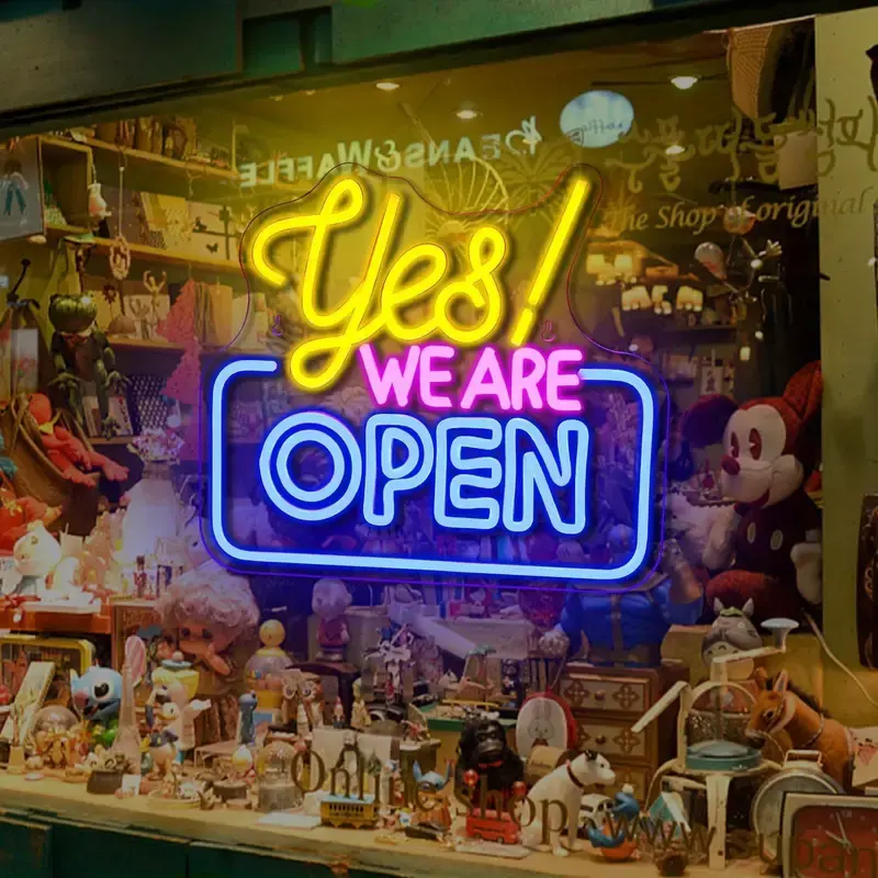 Yes We Are Open Neon Sign - LED Neon Light for Shops, Custom Open Sign with 5V USB Power, Personalized Open Neon
