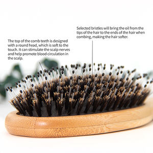 천연 대나무 돈모 헤어 브러시 친환경 타원형 패들 엉킴 방지 헤어 브러시 - Product Image 5