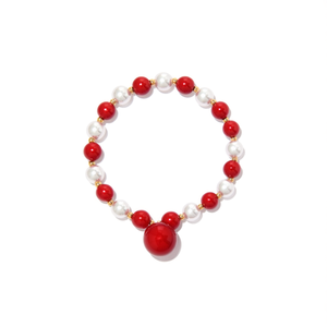 Fashion Beaded <b>Bracelet</b> <b>Red</b> White Pearl Gold Plated Stainless Steel Sustainable Resistant Jewelry for Women - Product Image 2