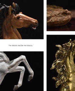 Grande statue en résine de <span class=keywords><strong>cheval</strong></span> noir <span class=keywords><strong>blanc</strong></span> doré, sculpture de <span class=keywords><strong>cheval</strong></span> <span class=keywords><strong>arabe</strong></span>, ornements décoratifs pour la maison - Product Image 5