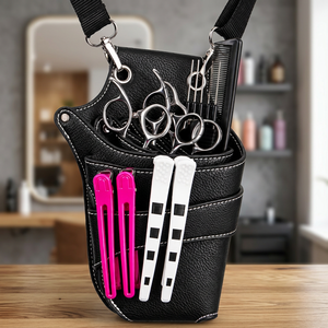 Étui en cuir noir pour ciseaux de barbier, pochette porte-ciseaux de coiffure, sacoche de ceinture, kit d'outils de salon - Product Image 4