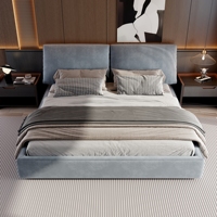 Voxhome – Cadre de lit capitonné de luxe postmoderne gris industriel, taille Queen, avec rangement, ensemble de meubles de chambre à coucher