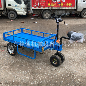 Electric Flatbed Cart With Guardrails Four Wheel Steel Powder Coated Durable For Cargo <b>Transport</b> And Delivery - Product Image 3