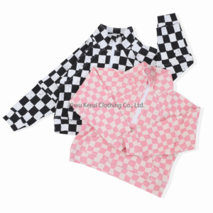 Camiseta de Manga Larga a Cuadros Kerui, Chándal Ligero, Sudadera con Capucha para Niños, Sudadera Cómoda con Cierre de Cremallera para Niñas - Product Image 4