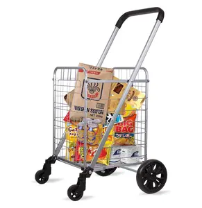 Tianyu Durable & Strong Metal Hand Cart Trolleys Foldable Supermarket Shopping Luggage Collapsible Plastic Bag Welcome to Shop