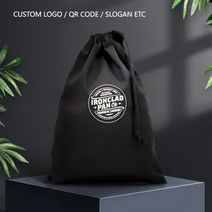 الجملة سلاسل حقيبة الغسيل مخصص شعار أسود قماش صغيرة الحقيبة الرباط القطن كيس لجميع الغبار - Product Image 4