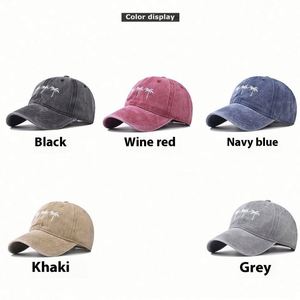 Casquette de baseball brodée motif cocotier, style sportif, pour homme et femme, en coton délavé, idéale pour le golf et les activités de plein air - Product Image 2