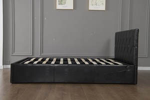 Willsoon hiện đại màu đen giả da Kim Cương chần thủy lực lưu trữ giường USB sạc lưu trữ túi nữ hoàng phòng ngủ thân thiện với môi - Product Image 4