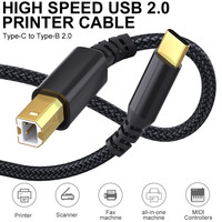 Accessoires électroniques, câble de charge rapide type C vers USB B, nylon tressé, plug and play, pour imprimantes/scanners/copieurs Lexmark