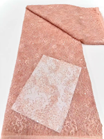 Tissu en dentelle brodé de sequins et de perles françaises, motifs floraux 3D, couleurs variées, pierres, écologique et respirant, pour robes de mariée