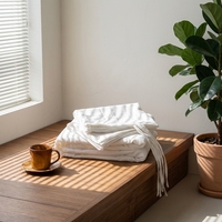 Parure de draps 4 pièces qualité hôtelière, douce et résistante, blanc uni, polyester/coton, linge de lit écologique toutes saisons pour la maison