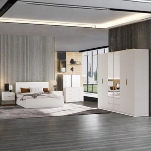 <span class=keywords><strong>Suite</strong></span> de chambre à coucher moderne en bois de luxe avec lit <span class=keywords><strong>King</strong></span>/Queen size, espace de rangement, pour appartement et hôtel, mobilier de chambre personnalisable - Product Image 3