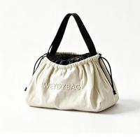 Tas Tote Kanvas Wanita Custom Kapasitas Besar, Tali Bahu OEM ODM, Pegangan Katun, Tas Belanja Trendi Baru, Tali Serut, Motif Huruf, Fashion