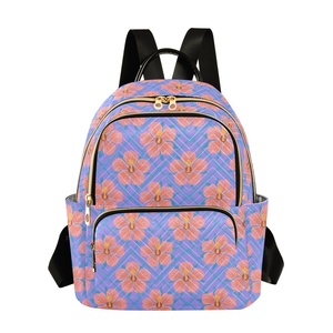 Fashion Hibiscus Floral Custom Print <b>Ladies</b> <b>Backpacks</b> Quilted Polyester Women Bookbags <b>Backpacks</b> Small <b>Backpacks</b> for Travel - Product Image 1