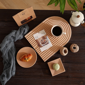 Bandeja de Madera con Diseño Creativo de Ondas de Agua, Estilo Nórdico, para Servir Postres y Pan - Product Image 1