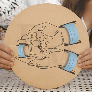 Kustom kayu keluarga potongan tangan bayi pemegang gelang tampilan untuk Glowforge pembibitan dekorasi seni baru lahir kedatangan tanda memori - Product Image 5