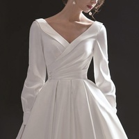 Robe pour femme de haute qualité, grande taille, col en V profond, décontractée et élégante, pour mariage et soirée, en tissu peigné, taille empire, coupe ample, automne