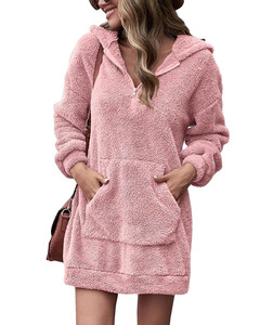 2025 nuovo <span class=keywords><strong>abbigliamento</strong></span> da <span class=keywords><strong>donna</strong></span> autunno e inverno Double-face felpa con cappuccio ampio con cerniera felpa cappotto - Product Image 6