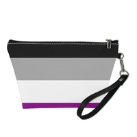 Pochette de maquillage personnalisée en similicuir PU à fermeture éclair, thème arc-en-ciel gay assexuel, pour les vacances à l'étranger et le rangement de cosmétiques à domicile