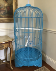 Jaula para Pájaros de Plástico Azul Premium, Jaula Redonda Grande para Loros con Percha y Comederos, Fácil de Limpiar y Montar, Duradera - Product Image 5