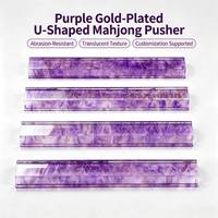 Règle de Mahjong Américain de 17,5 Pouces en Acrylique Transparent en Forme de U, Deux-en-Un, Doré Violet, pour 4 Joueurs, Vente en Gros