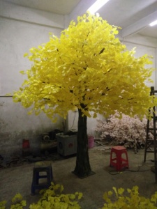 Cây bạch quả cảnh quan cây nhân tạo trang trí mô phỏng màu vàng đỏ với các tính năng được nhắm mục tiêu - Product Image 5