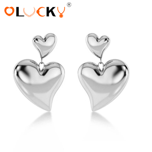 LUCKYJIU Fabricante de Joyería Personalizada, Pendientes de Acero Inoxidable Resistentes al Agua, Chapados <span class=keywords><strong>en</strong></span> Oro de 18k, con Forma de Corazón, para Mujer, Uso Diario - Product Image 2