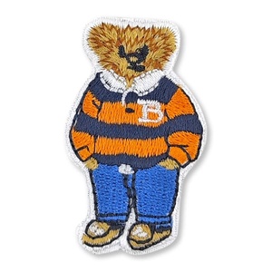 Chapeau de style de rue unisexe personnalisé avec broderie d'ours rayé bleu orange boucle en métal 100% coton - Product Image 4