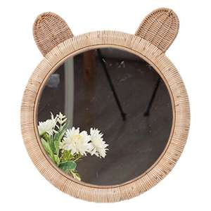 <span class=keywords><strong>Miroir</strong></span> mural en rotin tressé Art Déco pour chambre d'<span class=keywords><strong>enfant</strong></span>, décoration de la maison, <span class=keywords><strong>miroir</strong></span> de maquillage artisanal écologique - Product Image 5
