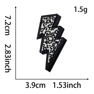 Leoparden muster und Blitz bolzen gestickte Patches Glitzer-Hintergrund mit Pailletten Edgy Rock Style Eisen auf Patches für Jacken - Product Image 2