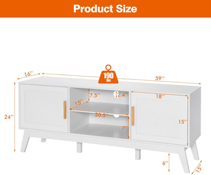 <span class=keywords><strong>Mueble</strong></span> para <span class=keywords><strong>TV</strong></span> de Estilo Moderno de Mediados de Siglo, para Pantallas Planas de <span class=keywords><strong>65</strong></span> <span class=keywords><strong>Pulgadas</strong></span>, Centro de Entretenimiento con 2 Puertas de Ratán y 2 Estantes Abiertos Ajustables - Product Image 4