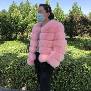 Abrigo de piel de lujo de invierno de gran tamaño de color sólido de medio largo zorro mapache chaqueta de mujer al por mayor - Product Image 5